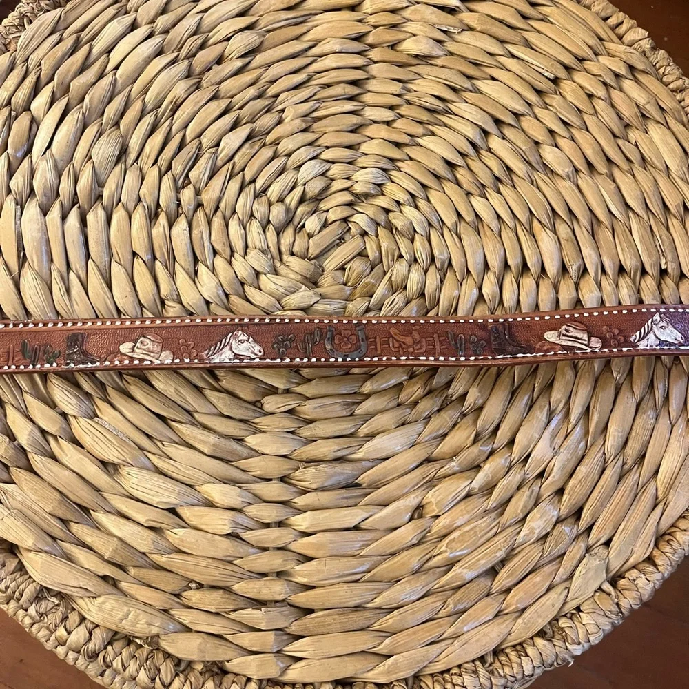 Kid’s Brown Western Print Belt Made in Mexico Size 22